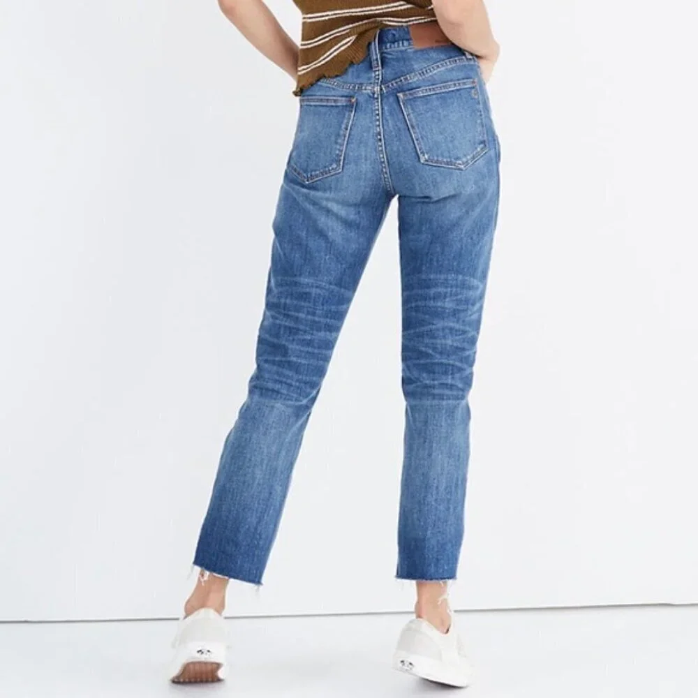 Madewell - High Rise, Slim Crop Boy Jean - Raw Hem Edition in Medium Wash, 27 - Picture 2 of 10